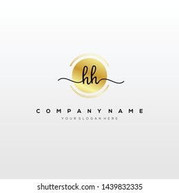 HH handwriting initial logo template vector.