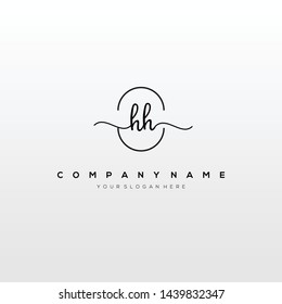 HH handwriting initial logo template vector.