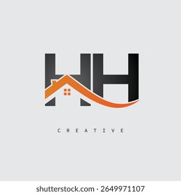 HH House Letter Logo – Creative Real Estate Monogram with Roof Shape and Home Icon for Property, Architecture and Modern Branding Identity