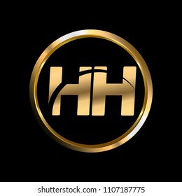 HH initial circle company logo gold black background