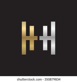 HH initial company H square shape silver gold logo black background