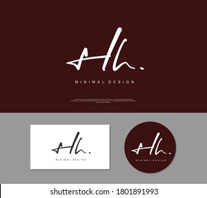 HH Escritura manual inicial o logotipo manuscrito para la identidad. Logo con firma y estilo dibujado a mano.