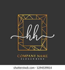 HH Initial Handwriting logo template vector