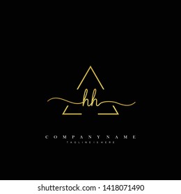 HH initial handwriting logo template vector