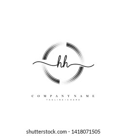 HH initial handwriting logo template vector