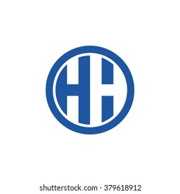 HH initial letters circle business logo blue