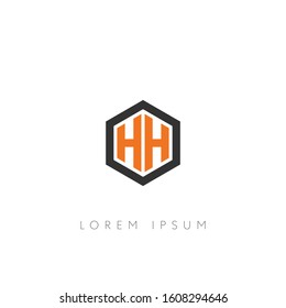 HH initial letters hexagon monogram minimalist logo