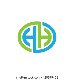 HH initial letters looping linked ellipse logo blue green