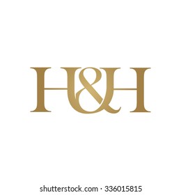 H&H Initial logo. Ampersand monogram golden logo