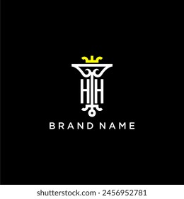 Diseño inicial del logotipo de la marca del monograma de HH para la Imagen del Vector de la corona