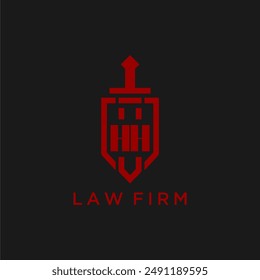 HH initial monogram for law firm with sword and shield logo image