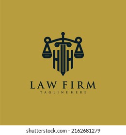 HH initial monogram for lawfirm logo with sword and scale