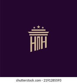 HH initial monogram logo design for lawfirm lawyers with pillar vector image