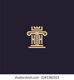 HH initial monogram logo for lawfirm with pillar  crown image design