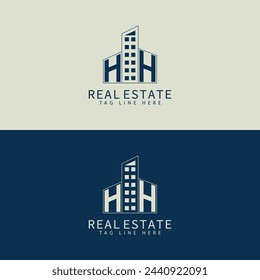 HH initial monogram logo for real estate with home shape creative design.