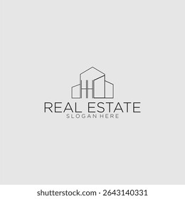 HH initial monogram logo for real estate with luxury building style