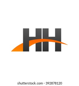 HH initial overlapping swoosh letter logo black orange