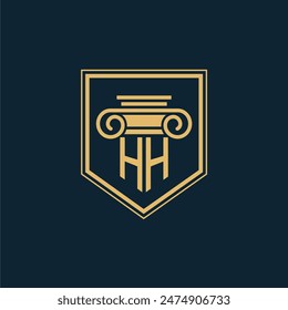 HH Initials Law Firm Logo Lawyer logo with creative law element