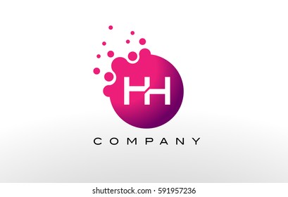 HH Letter Dots Logo Design with Creative Trendy Bubbles and Purple Magenta Colors.