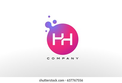 HH Letter Dots Logo Design with Creative Trendy Bubbles and Purple Magenta Colors.