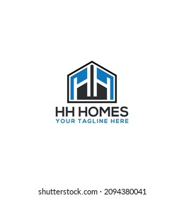 HH Letter in House Home Logo Vector Design