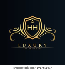 Letra HH Inicial con Plantilla Real.elegante con el vector de logotipo de la corona, Ilustración vectorial con logotipo de letras creativas.