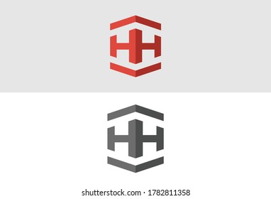 HH letter logo design template with shadows.