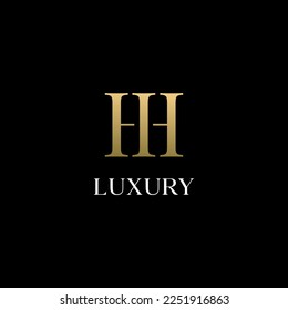 HH Letter Logo. Gold Letter Design Vector with Golden Luxury Colors and Monogram Design.