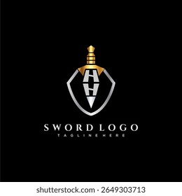 HH carta monograma de luxo para escudo e espada estilo imagem