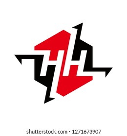 hh logo design , geometric , initial logo , vector , icon