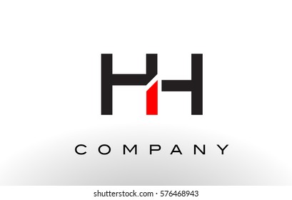 HH Logo.  Letter Design Vector with Red and Black Colors.