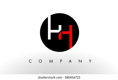 HH Logo.  Letter Design Vector with Red and Black Colors.