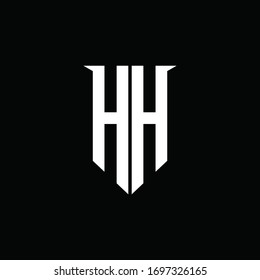 HH logo monogram with emblem shield style design template