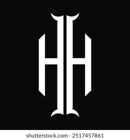 HH Logo monogram hexagon shield with horn shape design template