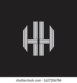 HH Logo monogram with outline style linked isolated on black background