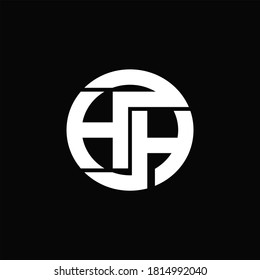 HH Logo monogram with rounded line swipe design template on black background