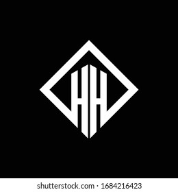 HH logo monogram with square rotate style design template