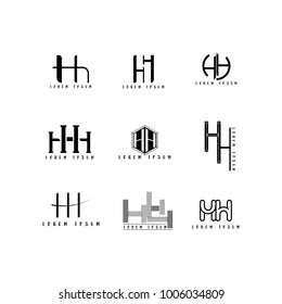 HH Logo Vector, Design Letter with Creative Font Set.