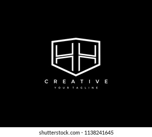 HH Monogram Line Isolated Abstract Shape