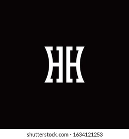 HH monogram logo with curved side style design template