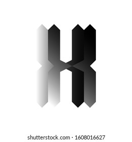 HH monogram logo.Geometric style typographic icon.Lettering sign.Overlapped alphabet initials in gray color isolated on light background.Uppercase letter h.Modern design, construction characters.