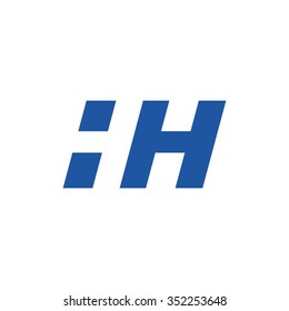 HH negative space letter logo blue
