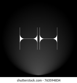 HH White thin minimalist LOGO Design with Highlight on Black Background.