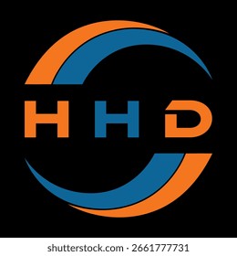 Diseño de letra HD. Diseño de logotipo de tecnología de letras HD sobre un fondo negro. Diseño de logo HD Monogram para un emprendedor y negocio