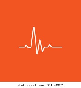 Hheart beat cardiogram line icon for web, mobile and infographics. Vector white icon isolated on red background.