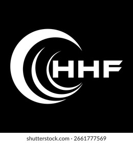 HHF diseño de la letra. Diseño de logotipo de tecnología de letras HHF sobre un fondo negro. HHF Monogram diseño de logotipo para un empresario y negocio