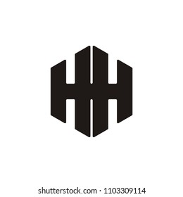 HHH or HH letter hexagon vector logo