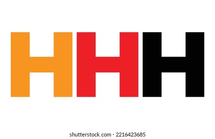 HHH three-letter initial logo design vector template, monogram, abstract, wordmark, letter mark, business, typography, flat, minimalist, brand, initial letter logo, symbol, geometric,  isolated,