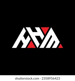 HHM triangle letter logo design with triangle shape. HHM triangle logo design monogram. HHM triangle vector logo template with red color. HHM triangular logo Simple, Elegant, and Luxurious design.