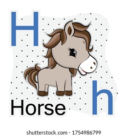 H-Horse. A-Z alphabet animal collection. learning and teaching materials. for the development of children. online learning.